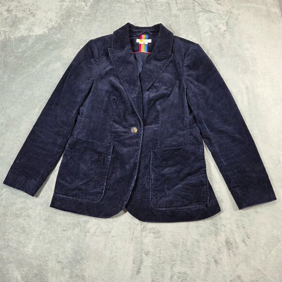 Boden Blazer Womens 10 Navy Blue Corduroy Classic Preppy Office Academia Jacket - Picture 1 of 13